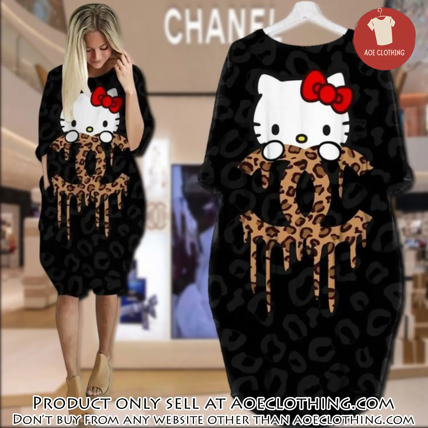 Chanel hello kitty batwing pocket dress luxury brand for women pd077 aoe1839083